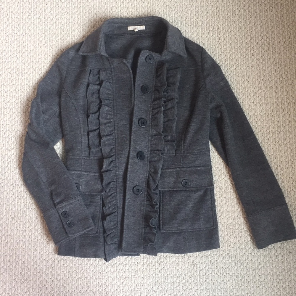 Grey Winter Ruffle Pea Coat